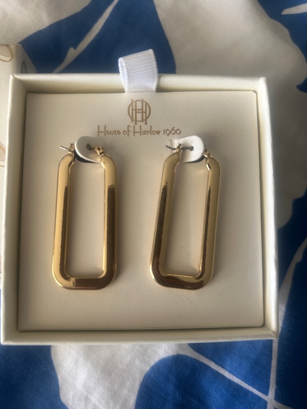 House of Harlow gold plated oblong hoop earrings